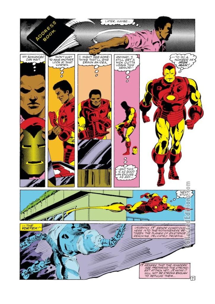 Iron Man #176, pg. 7; pencils, Luke McDonnell; inks, Steve Mitchell; Jim Rhodes