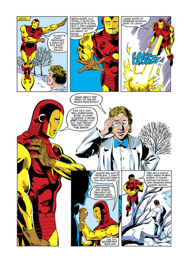 Iron Man #183, pg. 5; pencils, Luke McDonnell; inks, Steve Mitchell; Jim Rhodes, Rhodey, Morley Erwin