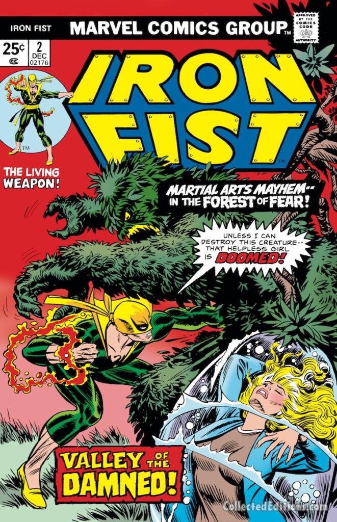 Iron Fist #2 cover; pencils, Gil Kane; inks, John Romita Sr.; Martial Arts, The Living Weapon, Valley of the damned, karate