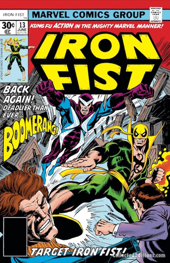 Iron Fist #13 cover; pencils and inks, Dave Cockrum, Boomerang, Target Iron Fist, Marvel