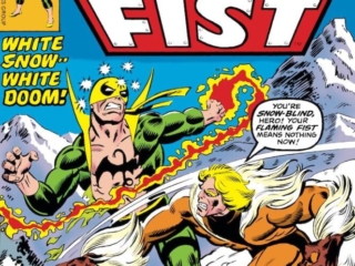 Iron Fist #14 cover; layout, Dave Cockrum; pencils and inks, Al Milgrom; Sabretooth, first appearance, White Snow, White Doom, Marvel