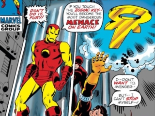 Iron Man #35 cover; pencils and inks, Sal Buscema; Zodiac Key, Nick Fury, Daredevil