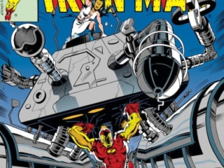 Iron Man #116 cover; pencils, John Romita Jr.; inks, Bob Layton; The Murder Machines of Madame Masque