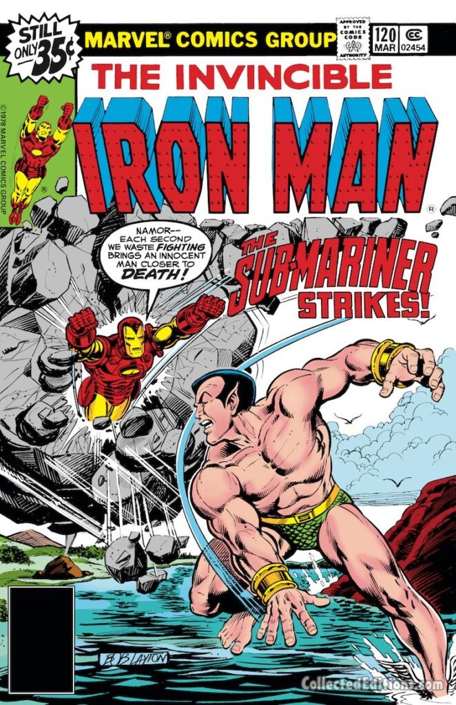 Iron Man #120 cover; pencils and inks, Bob Layton; The Sub-Mariner Strikes, Namor