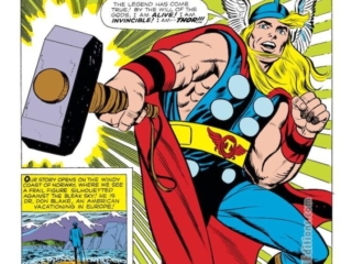 Journey into Mystery #83. Thor in &ldquo;The Stone Men from Saturn!&rdquo;, pg. 1; pencils, Jack Kirby; inks, Joe Sinnott; Dr. Don Blake, origin, first appearance, son of Odin, Mjolnir, hammer