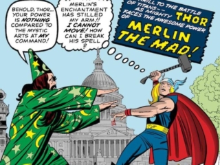 Journey Into Mystery #96 cover; pencils, Jack Kirby; inks, Sol Brodsky; Merlin the Mad, Thor, Washington, DC, Capitol Kathy #25 cover; pencils, Stan Goldberg; inks, uncredited; Teen-Age Tornado, When Kathy Elopes