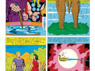 Journey Into Mystery #103. Tales of Asgard, pg. 5; pencils, Jack Kirby; inks, Chic Stone; Midgard, Thor, Aske, Embla, Norse mythology