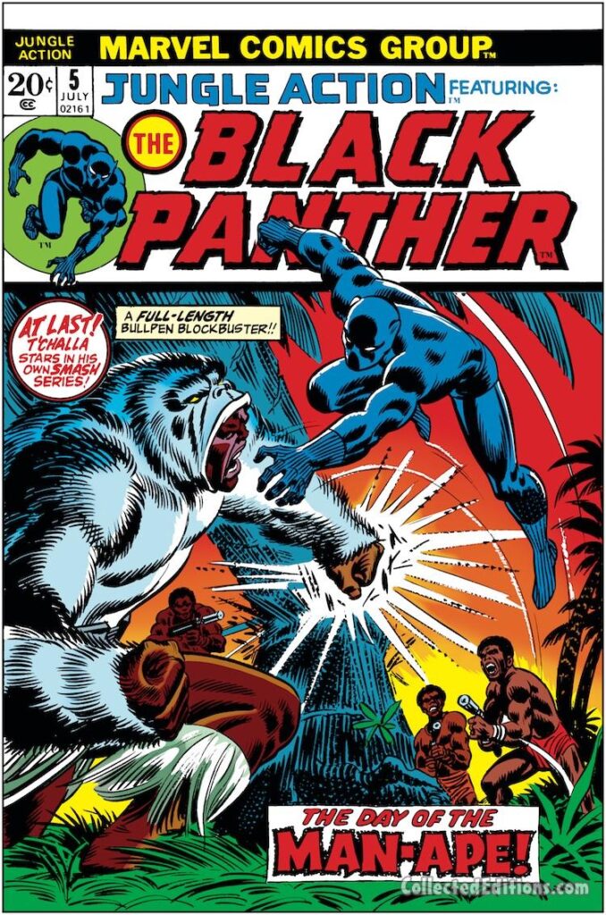 Jungle Action #5 cover; pencils and inks, John Romita Sr.; Black Panther, The Day of the Man-Ape, Prince T'Challa, first issue