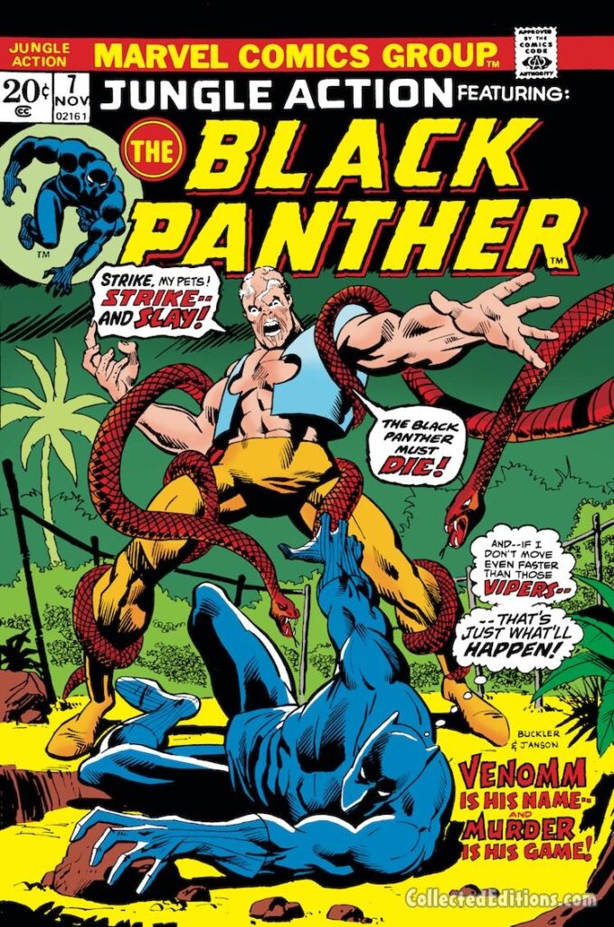 Jungle Action #7 cover; pencils, Rich Buckler; inks, Frank Giacoia; Black Panther vs. Venomm