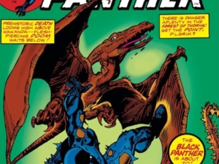 Jungle Action #15 cover; pencils and inks, Gil Kane; Black Panther vs. pterodactyle dinosaur