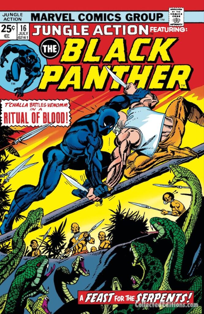 Jungle Action #16 cover; pencils and inks, Gil Kane; Black Panther vs. Venomm, Ritual of Blood