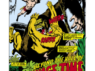 Ka-Zar #10, pg. 1; pencils, John Buscema; inks, Fred Kida; Doug Moench, Gerry Conway, John Buscema, Zabu vs. Gorilla, Beyond the Vale of Savage Time, splash page