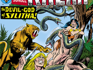 Ka-Zar #11 cover; pencils, Gil Kane; inks, Frank Giacoia; Lord of the Hidden Jungle; Devil-God of Sylitha, Zabu, giant snake