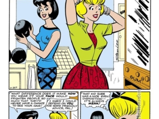 Kathy #13; &ldquo;Her Hair-Brained Scheme!&rdquo;, pg. 1; pencils and inks, Stan Goldberg; Liz, Marvel August 1961 Omnibus, bowling alley