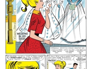 Kathy #18. &ldquo;Wedding Belles&rdquo;, pg. 1; pencils and inks, Stan Goldberg; Rick, Stan Lee, Yvonne Wertz or Pittsburgh, Pennsylvania; Vickie Elmore of Fort Smith, Arkansas; Kathy Valdez of Las Vegas, New Mexico; Linda Branan of Macon, GA