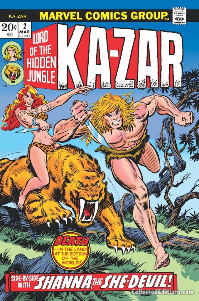 Ka-Zar #2 cover; pencils, Gil Kane; inks, John Romita, Sr.; Shanna/Zabu