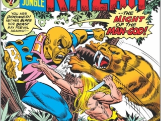 Ka-Zar #3 cover; pencils, Gil Kane; inks, John Romita, Sr.; El Tigre, Zabu, sabertooth tiger
