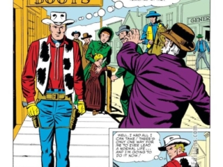 Kid Colt Outlaw #113. &ldquo;The Death of Kid Colt&rdquo;, pg. 1; pencils and inks, Jack Keller; Stan Lee, Boots