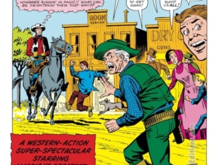 Kid Colt Outlaw #116, pg. 1; pencils and inks, Jack Keller; Doctor Danger and the Invisible Gunman, Stan Lee, splash page