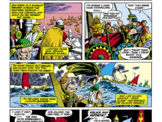 Kull the Conqueror #5, pg. 15; pencils, Marie Severin; inks, John Severin, Brule, King Kull, Rikos, H&rsquo;Nar, Valka and Hotath, undead