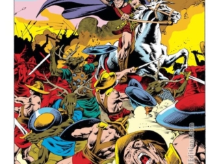 Kull the Conqueror (1982) #1, pg. 36; pencils, John Buscema; inks, Danny Bulanadi; King Kull, Robert E. Howard; splash page, battle scene