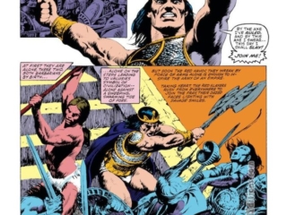 Kull the Conqueror (1982) #2, pg. 29; pencils and inks, John Bolton; King Kull, Robert E. Howard; battle axe, red slayers, Valka and Hotath, Brule