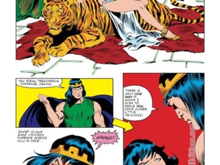 Kull the Conqueror (1983) #1, pg. 39; pencils, John Buscema; inks, Dan Green, Bob Wiacek; King Kull, Robert E. Howard; Queen Iraina, tiger