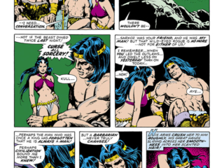 Kull the Destroyer #15, pg. 7; pencils, Mike Ploog; inks, Ernie Chan; Brule, King Kull, Santha, romance