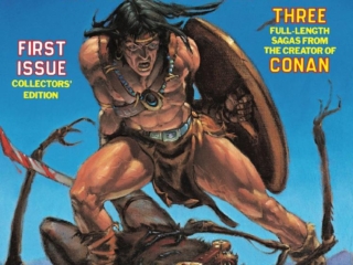 Kull and the Barbarians #1 cover; painted art by Mike Whelan; First Issue, black-and-white magazine, Kull the Savage, King