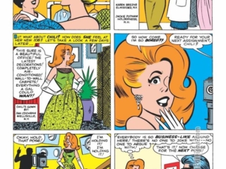 Life with Millie #18. &ldquo;Goodbye to Chili!&rdquo;, pg. 3; pencils, Stan Goldberg; inks, Sol Brodsky; Daisy, Millie the Model, Millicent Collins, Marvel Agency, Karen Brezne, Elmsford, New York; Jackie Putnam, Holderness, New Hampshire; Jan Cochran, Wellsville, New York, dress/gown designs