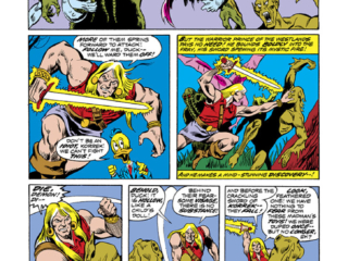 Man-Thing (1974) #1, pg. 2; pencils, Val Mayerik; inks, Sal Trapani; Korrek, Howard the Duck