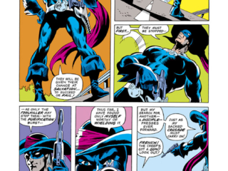 Man-Thing (1974) #3, pg. 8; pencils, Val Mayerik; inks, Jack Abel, first appearance, Foolkiller, Ross Everbest