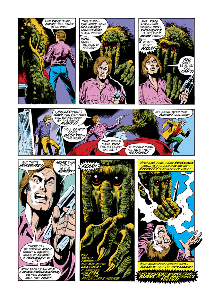 Man-Thing (1974) #4, pg. 18; pencils, Val Mayerik; inks, Jack Abel, Foolkiller, Richard Rory