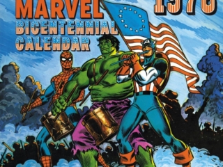 Mighty Marvel Bicentennial Calendar 1976 cover, pencils and inks, John Romita Sr. Mighty Marvel Bicentennial Calendar 1976 cover, pencils and inks, John Romita Sr.; Captain America/Hulk/Spider-Man