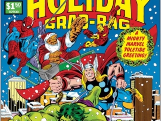 Marvel Treasury Edition #13 cover; pencils, Gil Kane; inks, Joe Sinnott; alterations, John Romita Sr. Marvel Treasury Edition #13 cover; pencils, Gil Kane; Giant Superhero Holiday Grab Bag, Spider-Man/Hulk/Thor/Iron Man Christmas