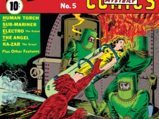 Marvel Mystery Comics #5 cover; pencils and inks, Alex Schomburg; Human Torch