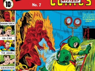 Marvel Mystery Comics #7 cover; pencils and inks, Alex Schomburg; Human Torch