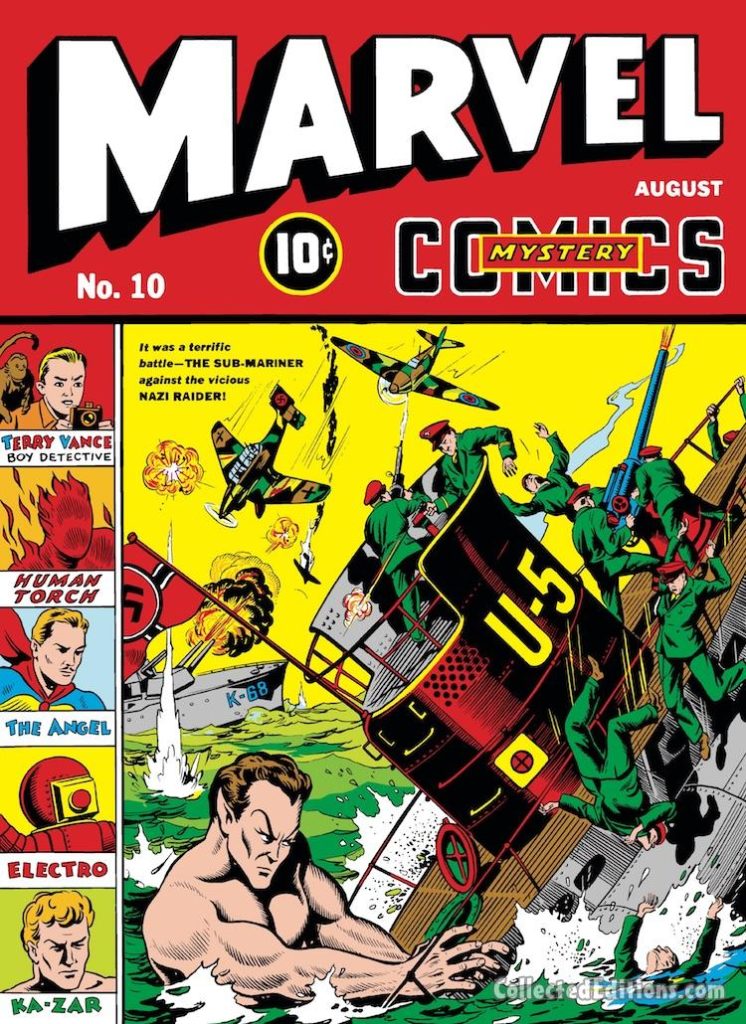 Marvel Mystery Comics #10 cover; pencils and inks, Alex Schomburg; Sub-Mariner/Namor