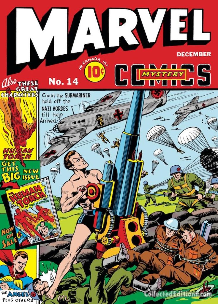 Marvel Mystery Comics #14 cover; pencils and inks, Alex Schomburg; Sub-Mariner vs. Nazis