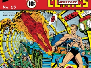 Marvel Mystery Comics #15 cover; pencils and inks, Alex Schomburg; Sub-Mariner/Human Torch vs. Nazis/Germans/World War II/WWII