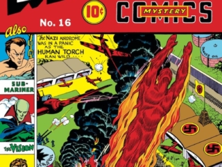Marvel Mystery Comics #16 cover; pencils and inks, Alex Schomburg; Human Torch
