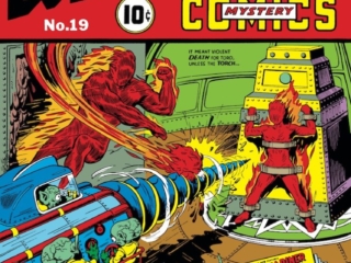 Marvel Mystery Comics #19 cover; pencils and inks, Alex Schomburg; Human Torch