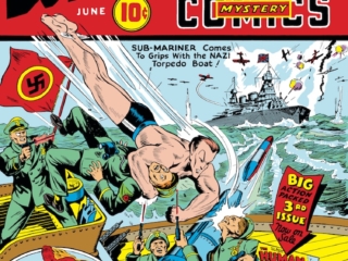 Marvel Mystery Comics #20 cover; pencils and inks, Alex Schomburg; Sub-Mariner, German U-Boat, Nazis