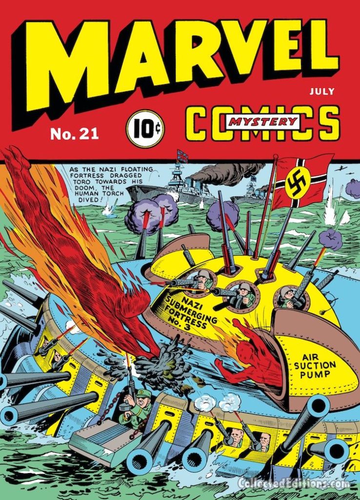 Marvel Mystery Comics #21 cover; pencils and inks, Alex Schomburg; Nazis vs. Human Torch/Toro