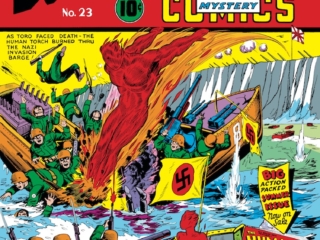 Marvel Mystery Comics #23 cover; pencils and inks, Alex Schomburg; Human Torch/Toro vs. Germans, WWII