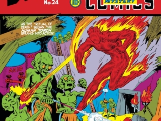 Marvel Mystery Comics #24 cover; pencils and inks, Alex Schomburg; Human Torch/Toro