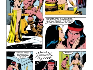 Marvel Comics Super Special #35, pg. 9; pencils and inks, John Buscema; Thoth-Amon, Jehnna, Queen Taramis, Conan the Destroyer adaptation
