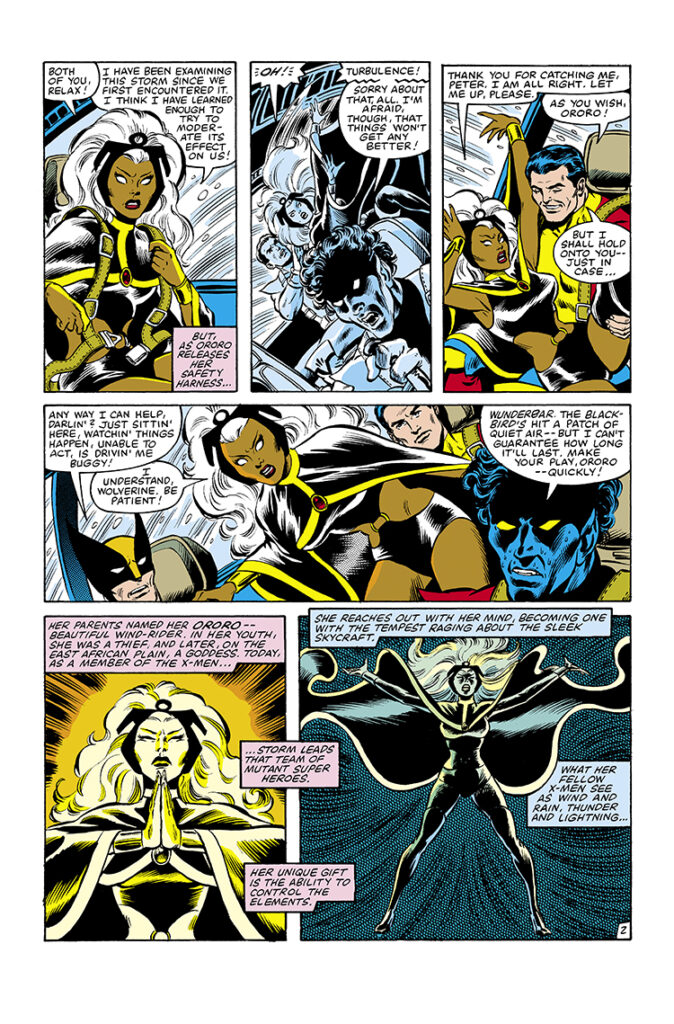 Marvel Fanfare #3. X-Men in “Into the Land of Death…”, pg. 2; pencils, Dave Cockrum; inks, Bob McLeod; Storm, Nightcrawler, Colossus, Wolverine