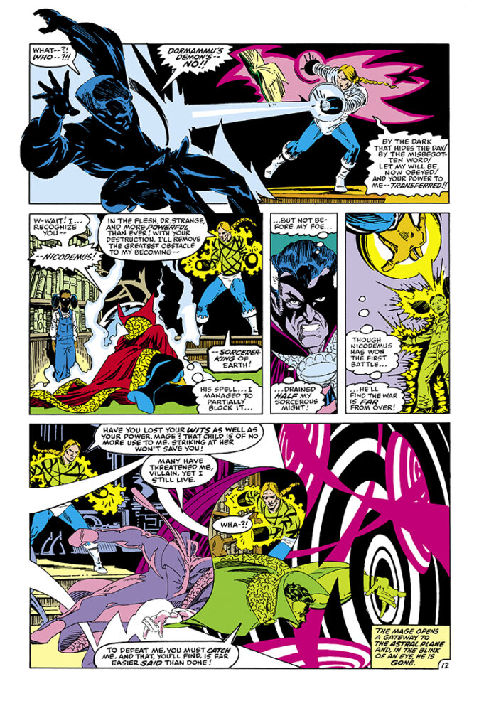 Marvel Fanfare #5. Doctor Strange in “To Steal the Sorcerer’s Soul!”, pg. 12; layouts, Marshall Rogers; pencils and inks, P. Craig Russell; Nicodemus