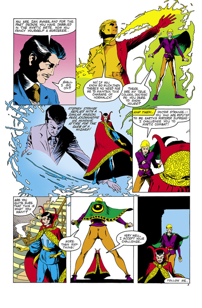 Marvel Fanfare #6. Doctor Strange in “The Showdown!”, pg. 3; pencils and inks, Charles Vess, Ian McNee